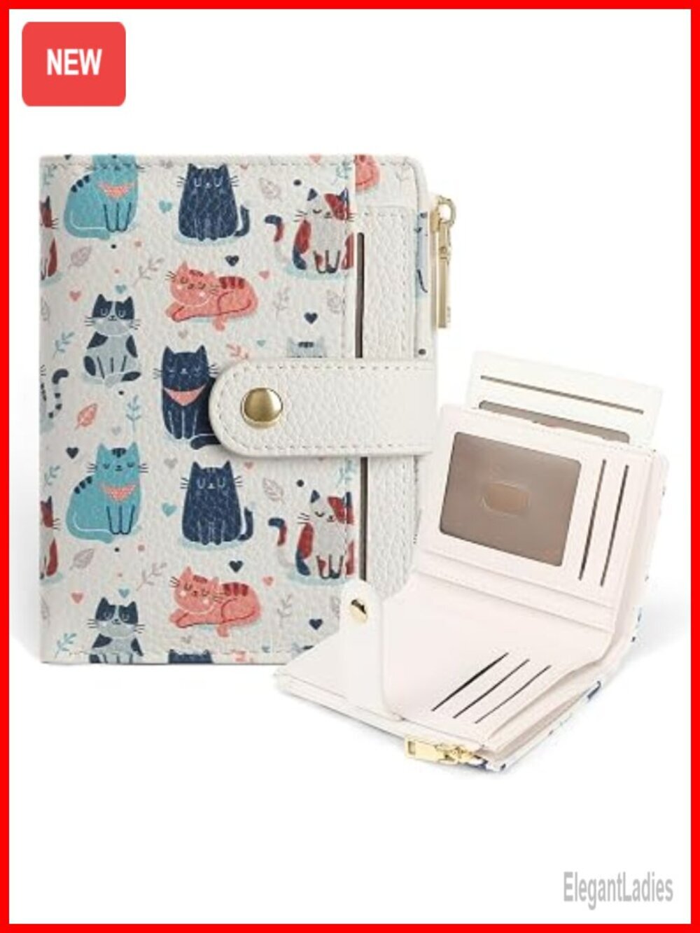 Small Bifold Wallet for Women RFID Blocking Vegan Leather Card Holder with ID